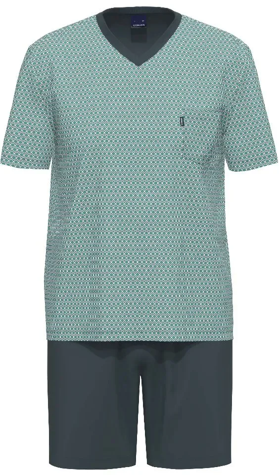 Ammann Heren Pyjama: Blauw, korte mouw / short, ( AMM.690 )