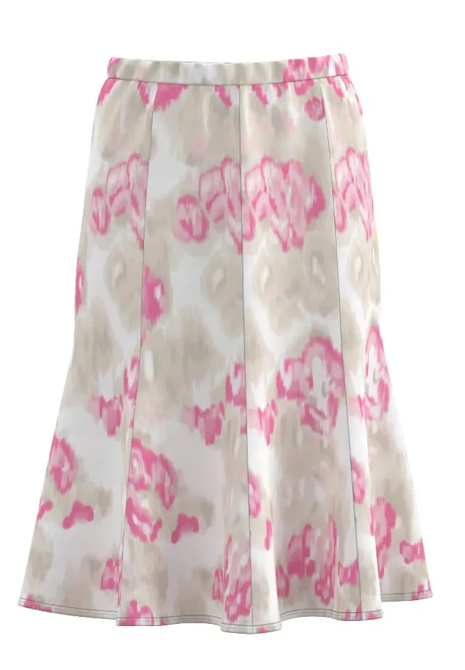 Frank Walder Rok: Elastiek, Beige / roze tinten ( WAL.117 )