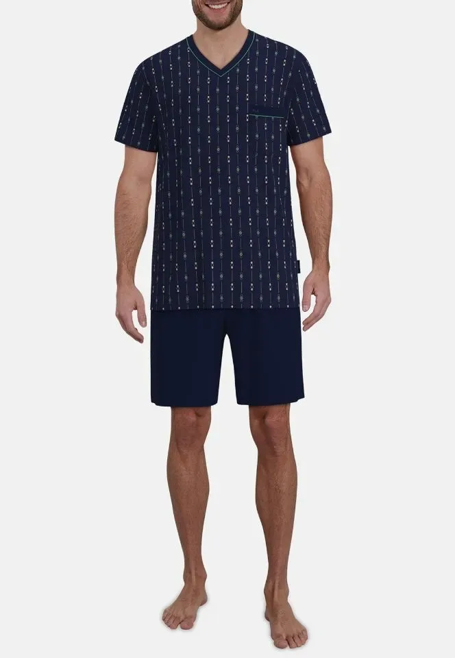 Gotzburg heren pyjama: Blauw, short / korte mouw ( CEC.59 )