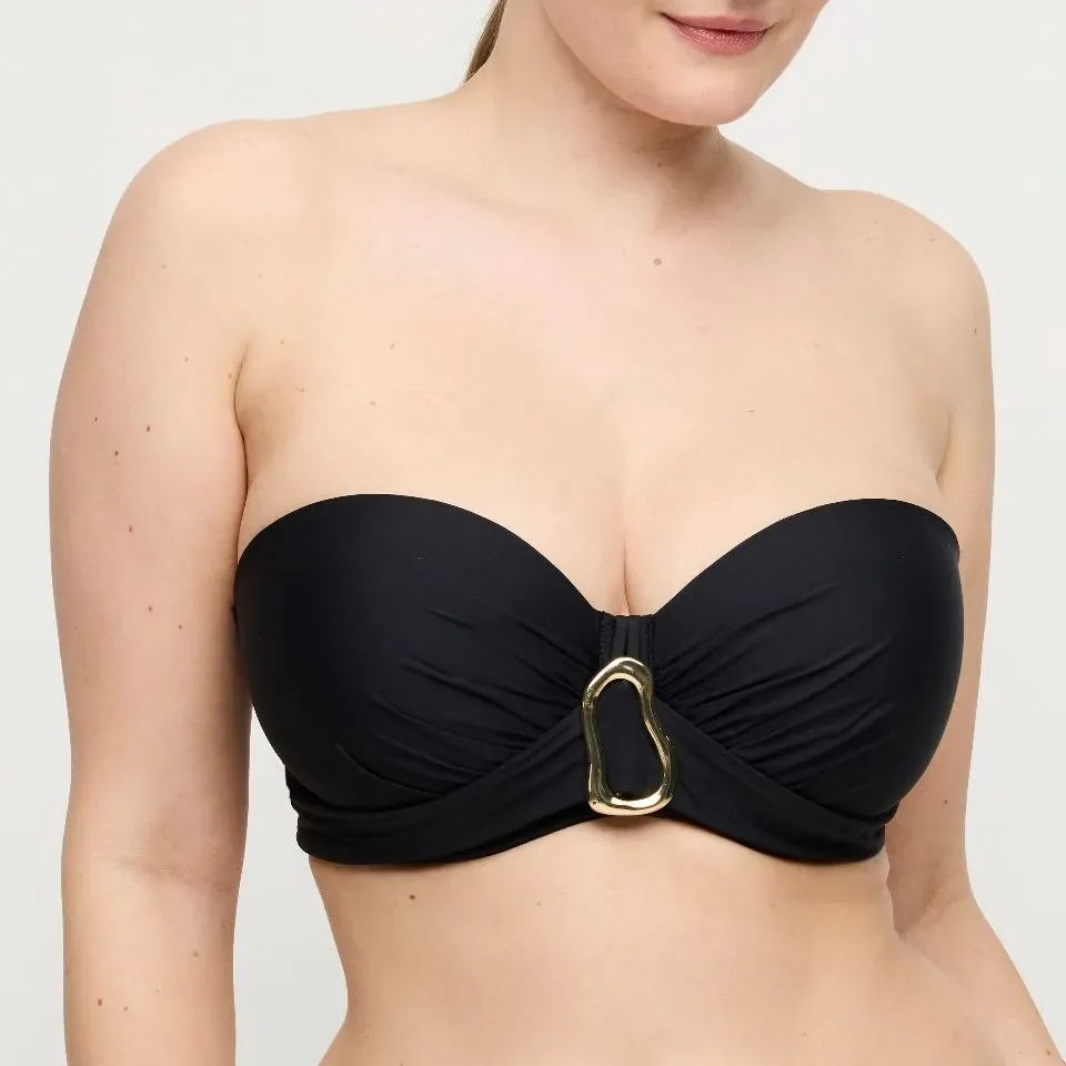 Prima Donna Swim Bikini top: Uvita, Zwart, Balconet model, europese maten ( Strapless mogelijk ( PDO.550 )
