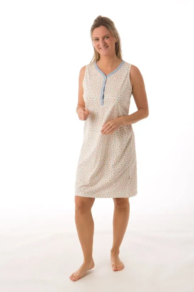 Perlina Nachthemd zonder mouwen: Asya, Blauw of Geel, 105cm, tot 5xl ( LINA.124 / LINA.125  )