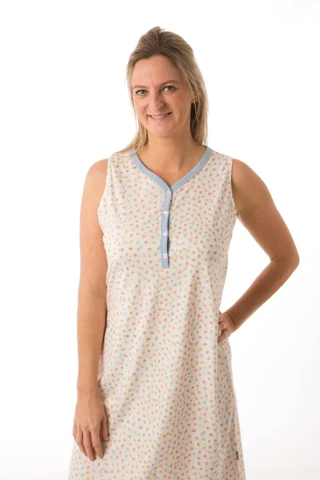 Perlina Nachthemd zonder mouwen: Asya, Blauw of Geel, 105cm, tot 5xl ( LINA.124 / LINA.125  )