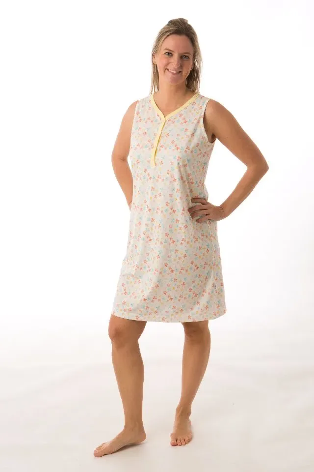 Perlina Nachthemd zonder mouwen: Asya, Blauw of Geel, 105cm, tot 5xl ( LINA.124 / LINA.125  )