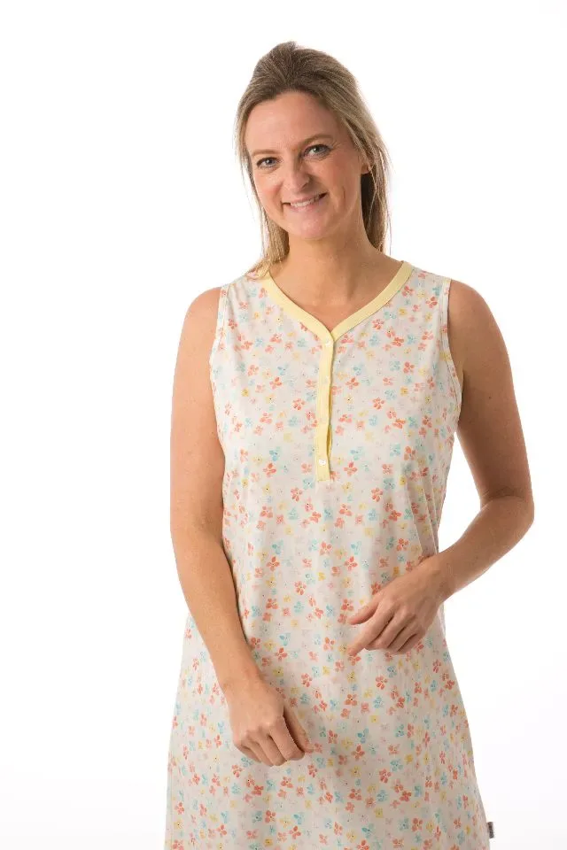 Perlina Nachthemd zonder mouwen: Asya, Blauw of Geel, 105cm, tot 5xl ( LINA.124 / LINA.125  )