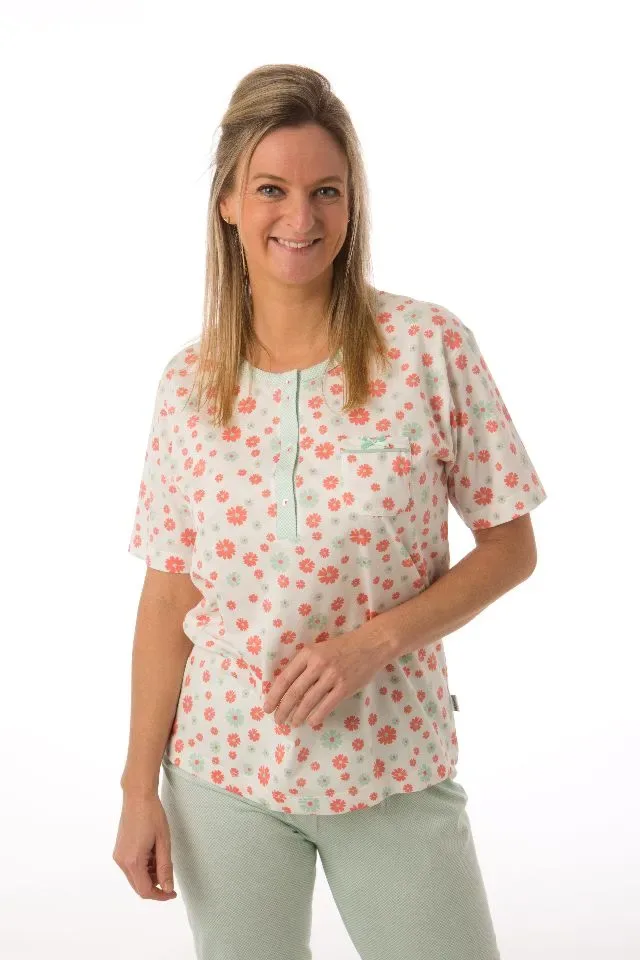Perlina Dames Pyjama: Babette, Groen ( LINA.129 )