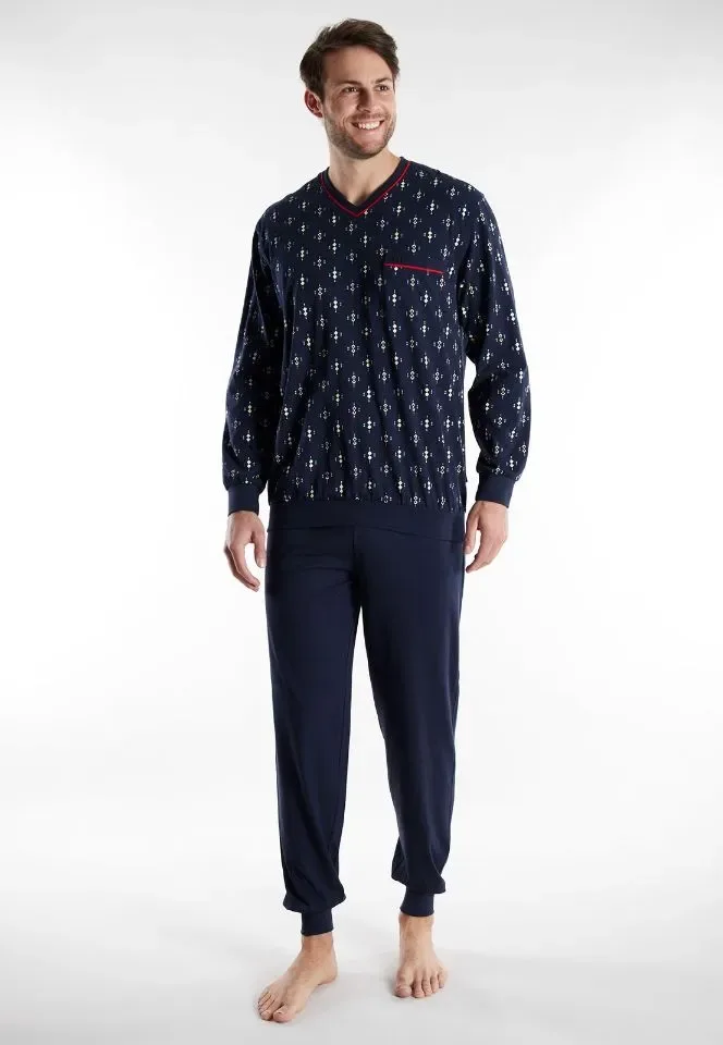 Gotzburg Heren pyjama: Blauw, Lange mouwen ( CEC.60 )