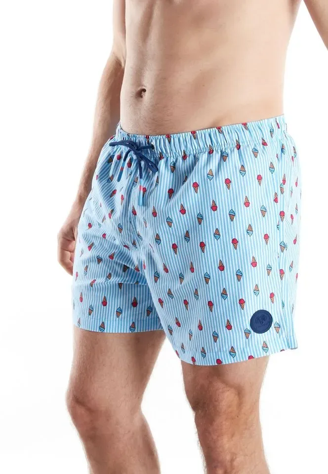Ceceba Zwemshort Heren: Ijsjes motief, los model, ingewerkte slip ( CEC.64 )