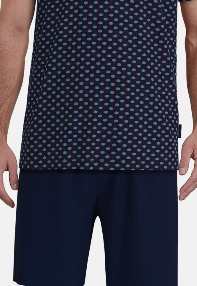 Gotzburg Heren Pyjama: Blauw, Korte mouw / Short ( CEC.66 )