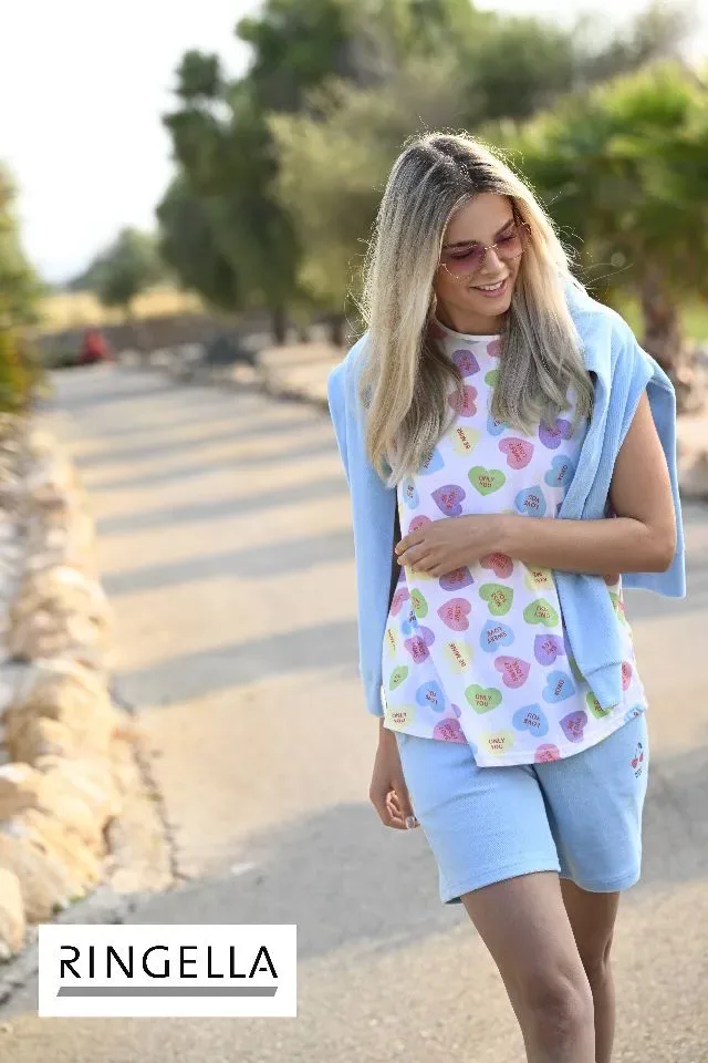 Ringella Pyjama Dames: Shirt / Korte mouw ( hartjes motief ) ( RIN.600 )