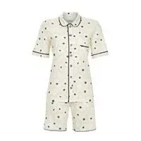 Ringella Dames Pyjama: Doorknoop model, Beige / blauw ( RIN.605 )