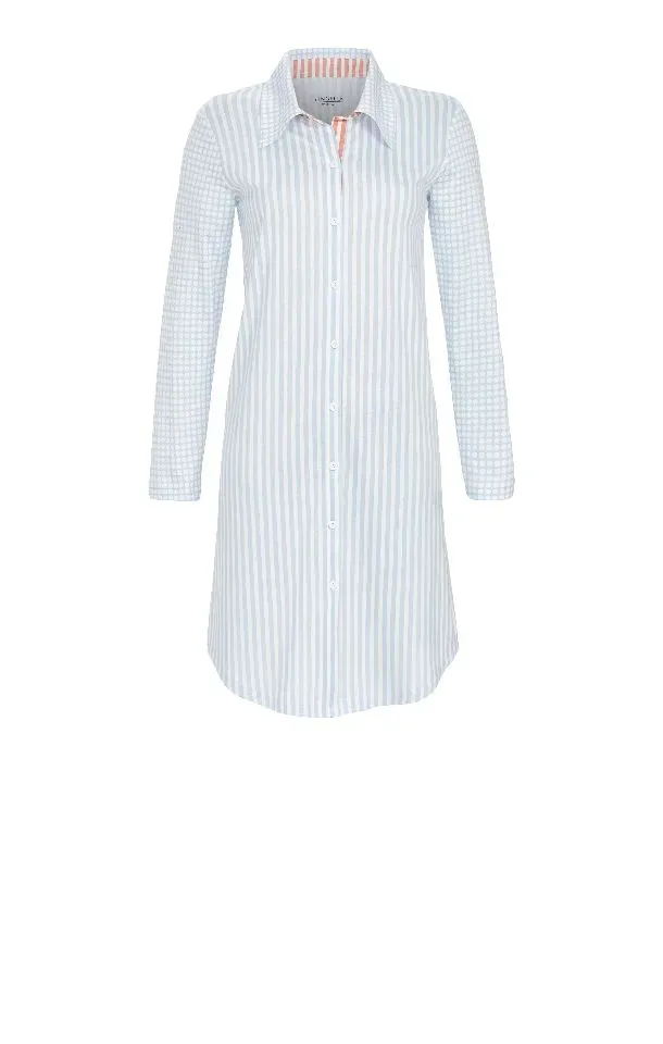 Ringella Nachthemd Dames: Gestreept, Doorknoop model, Lengte 95cm ( RIN.612 )