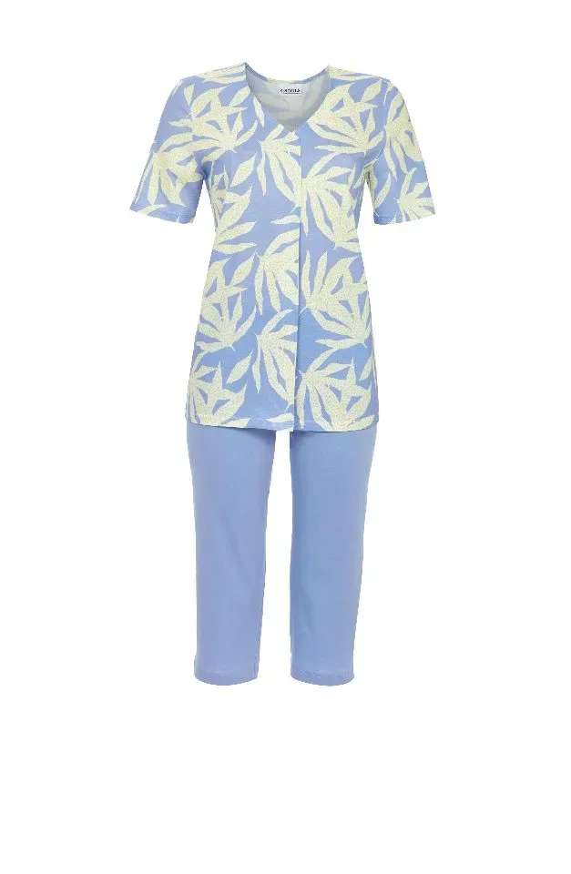 Ringella Dames pyjama: Blauw, korte mouw / capri broek, Modal / katoen ( RIN.615 )