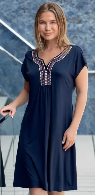 Mitjans zomer kleed: blauw Jersey ( MIT.139 )