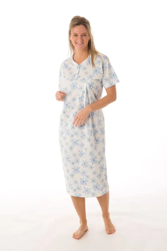 Perlina Nachthemd Dames: Bloem, Lengte 115cm ( LINA.135 )