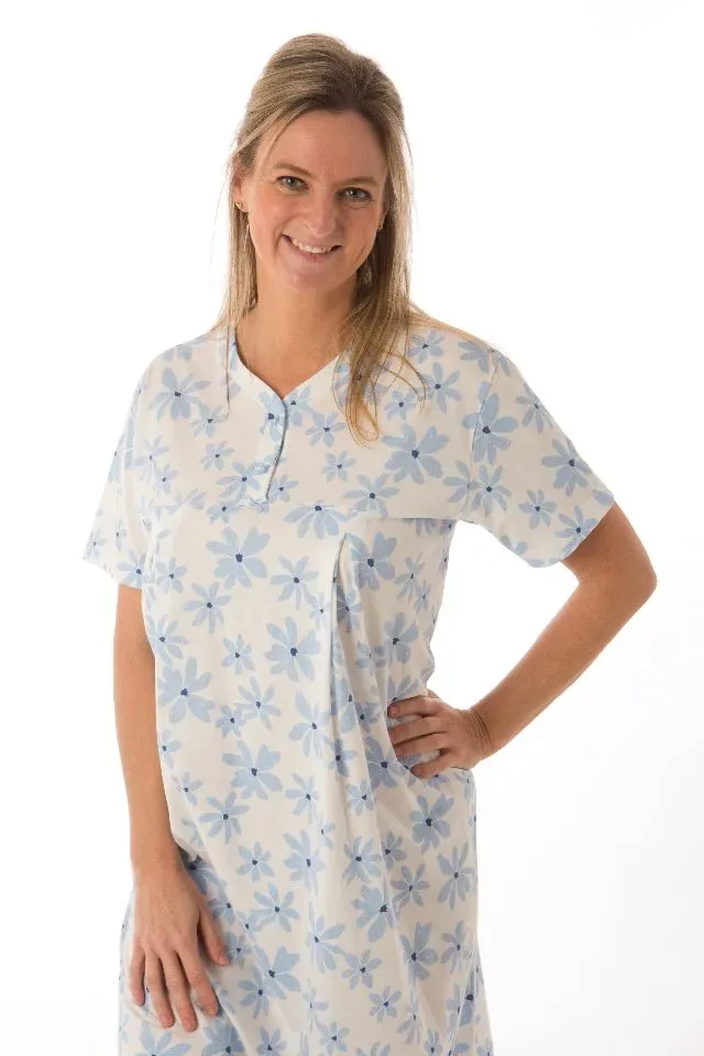 Perlina Nachthemd Dames: Bloem, Lengte 115cm ( LINA.135 )