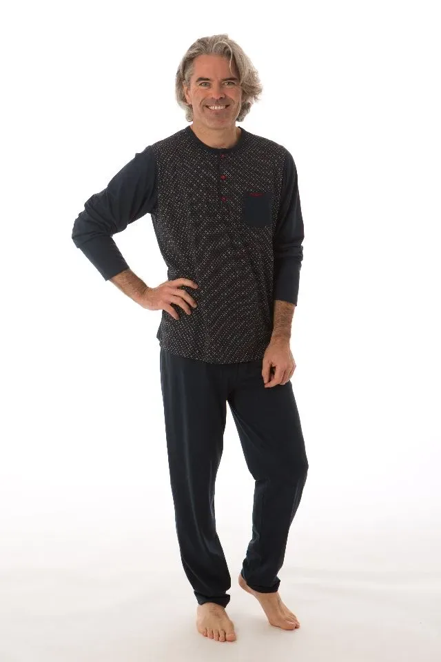 Perlina Heren Pyjama: Abem, Blauw, rechte broek ( LINA.137 )