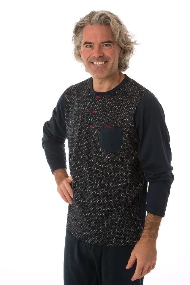 Perlina Heren Pyjama: Abem, Blauw, rechte broek ( LINA.137 )