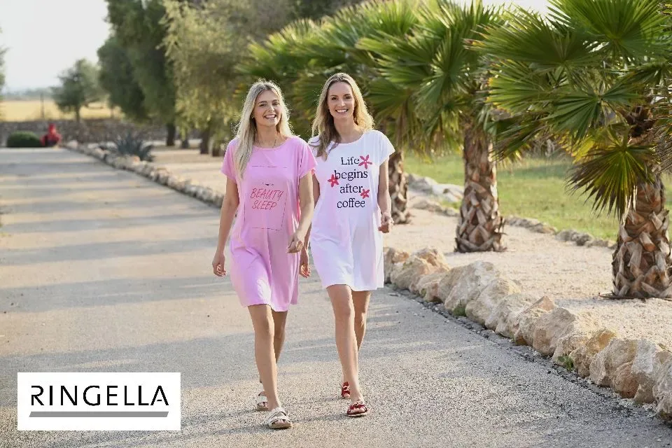 Ringella nachthemd dames: aangesneden mouw, Roze ( RIN.624 )