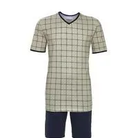 Ringella Heren pyjama: Beige Carree, V hals ( RIN.626 )