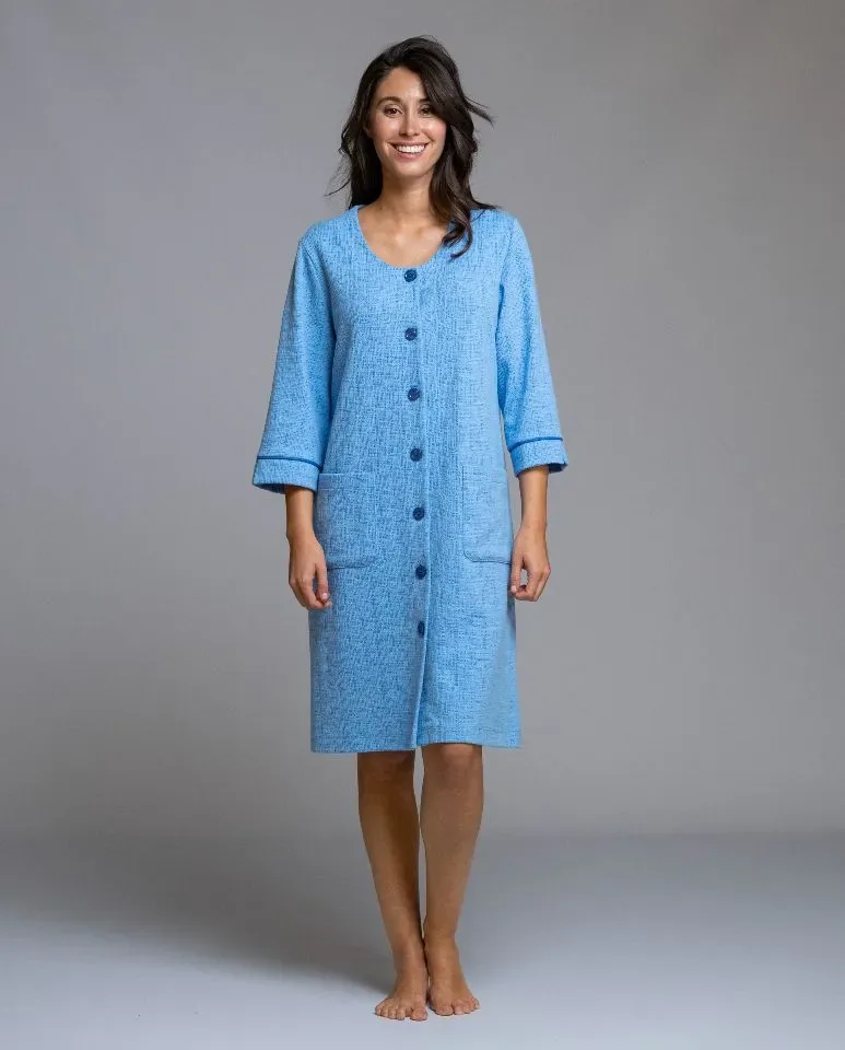 Egatex kamerjas met knopen: 3/4 mouw, Blauw ( EGA.525 )