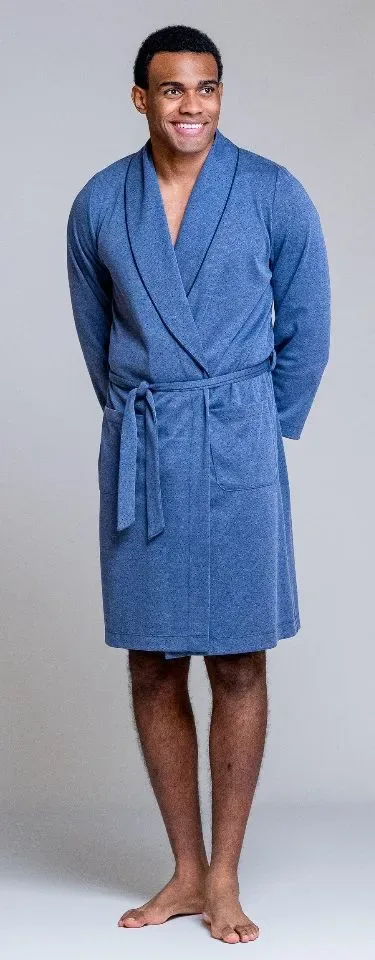 Soy ( Egatex ) Heren kamerjas: Blauw, met riem, Zomerkwaliteit ( EGA.526 )