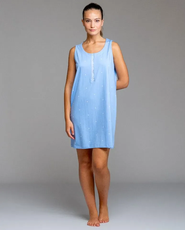 Egatex Nachthemd: Blauw, zonder mouwen ( EGA.532 )