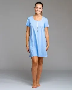 Dames nachthemd: Blauw, katoen ( EGA.536 )