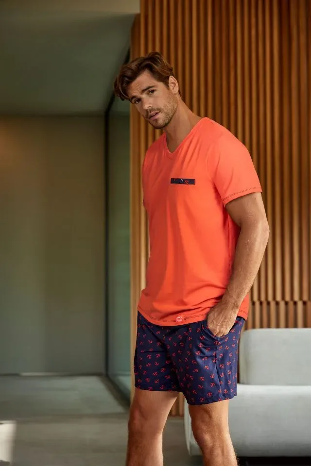 Janira JanMen Heren pyjama: Zomer, Oranje ( JAN.357 )