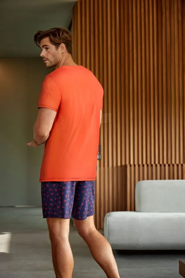 Janira JanMen Heren pyjama: Zomer, Oranje ( JAN.357 )