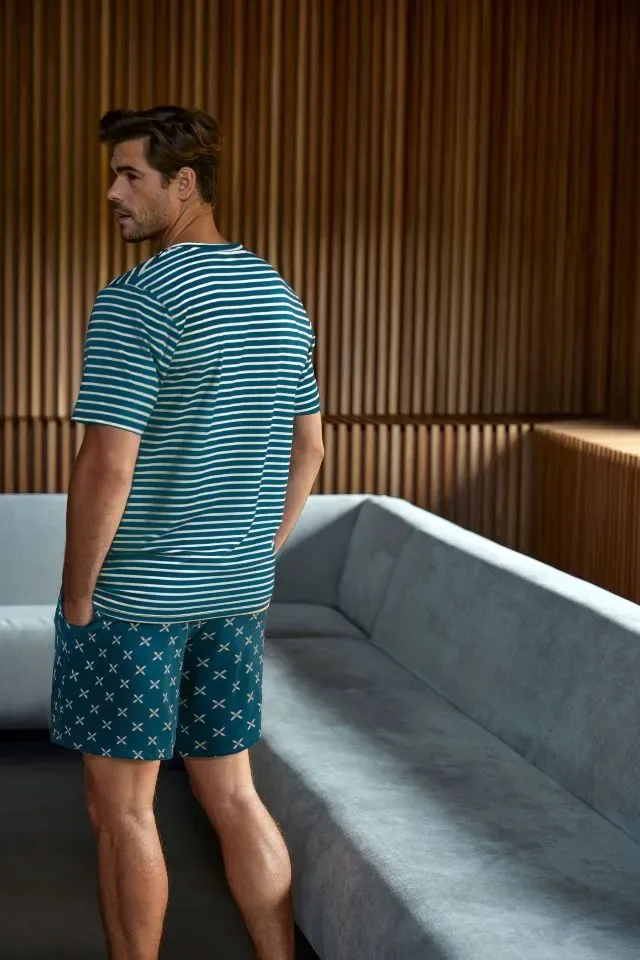 Janira JanMen Heren pyjama: Zomer, Blauw ( JAN.358 )