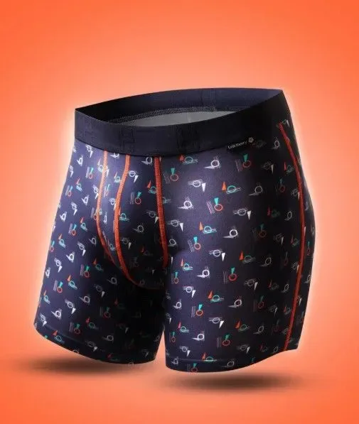 Loïc Henri Boxershort: blauw met motief ( zeilbootjes ), met ondersteuning aan de intieme zone ( HEN.3 )
