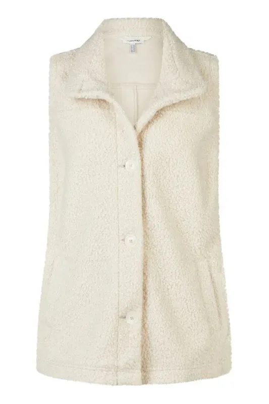 KJ Brand mouwloze gilet: Teddy stof, Ecru ( BRA.354 )