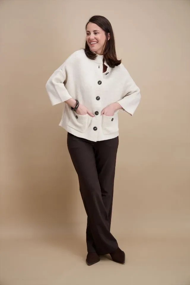Signe Nature Dames Gilet: Ecru, met knopen ( Signe.1392 )