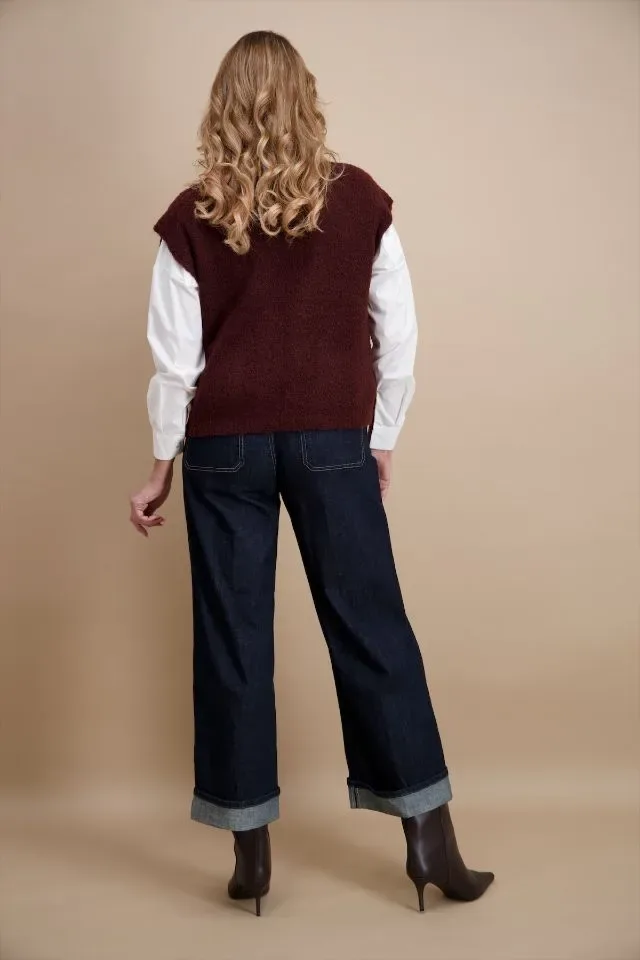 Signe Nature Dames Gilet: Aubergine, mouwloos ( Signe.1408 )