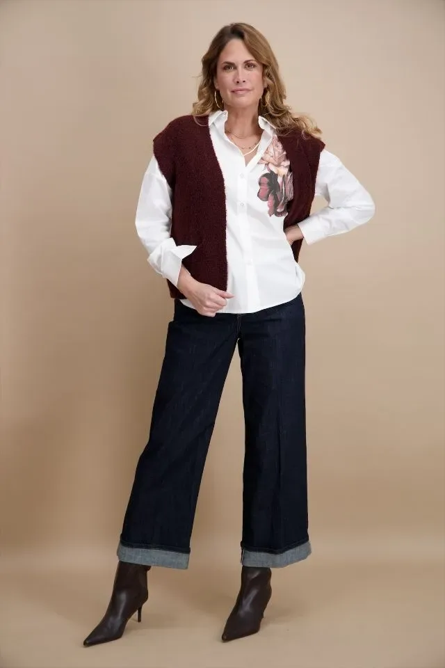 Signe Nature Dames Gilet: Aubergine, mouwloos ( Signe.1408 )