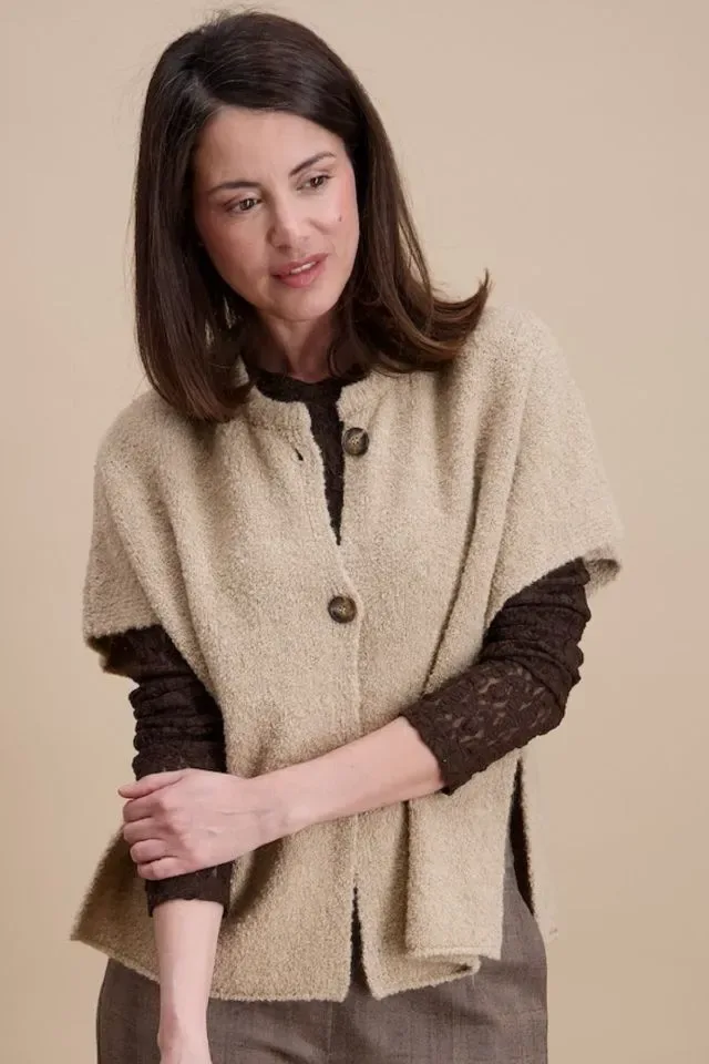 Signe Nature Dames Gilet: Beige, met knopen, mouwloos  ( Signe.1396 )
