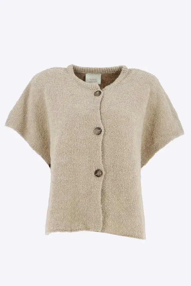Signe Nature Dames Gilet: Beige, met knopen, mouwloos  ( Signe.1396 )