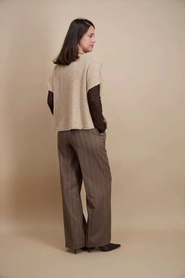Signe Nature Dames Gilet: Beige, met knopen, mouwloos  ( Signe.1396 )