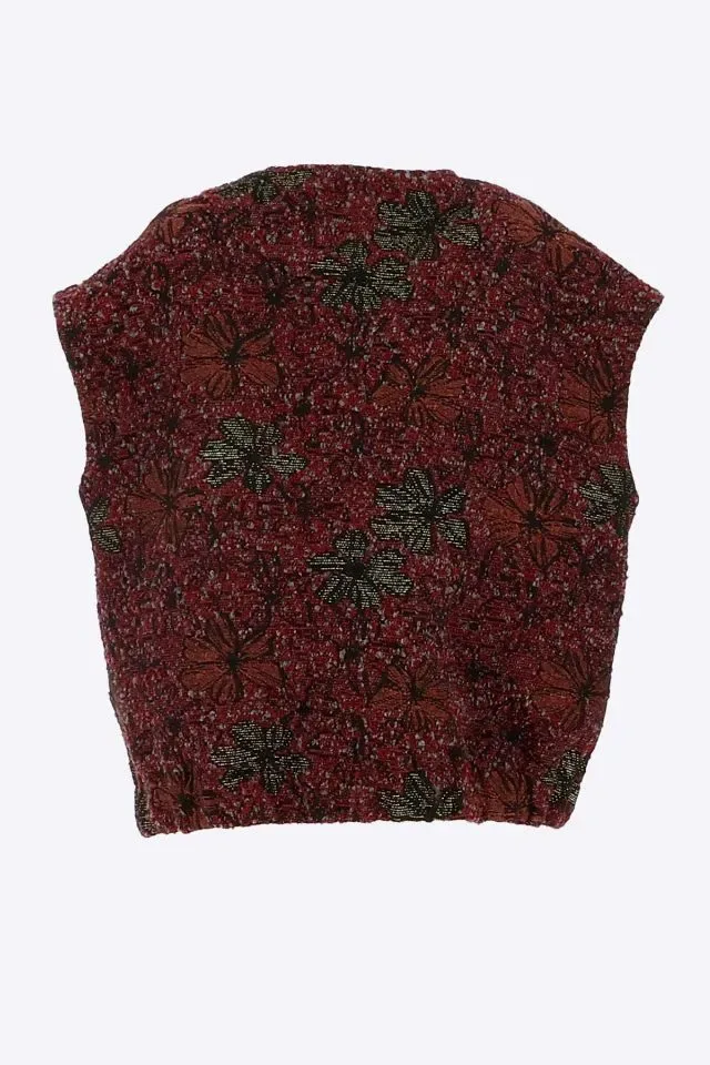 Signe Nature Gilet zonder mouwen: Bordeau, bouclé / Jacquard weving ( Signe.1420 )