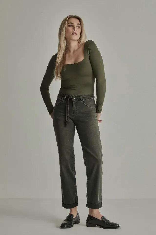 Para Mi Dames Jeans broek: Bobby, Green Smoke, Vintage denim, L30 ( PARA.432 )