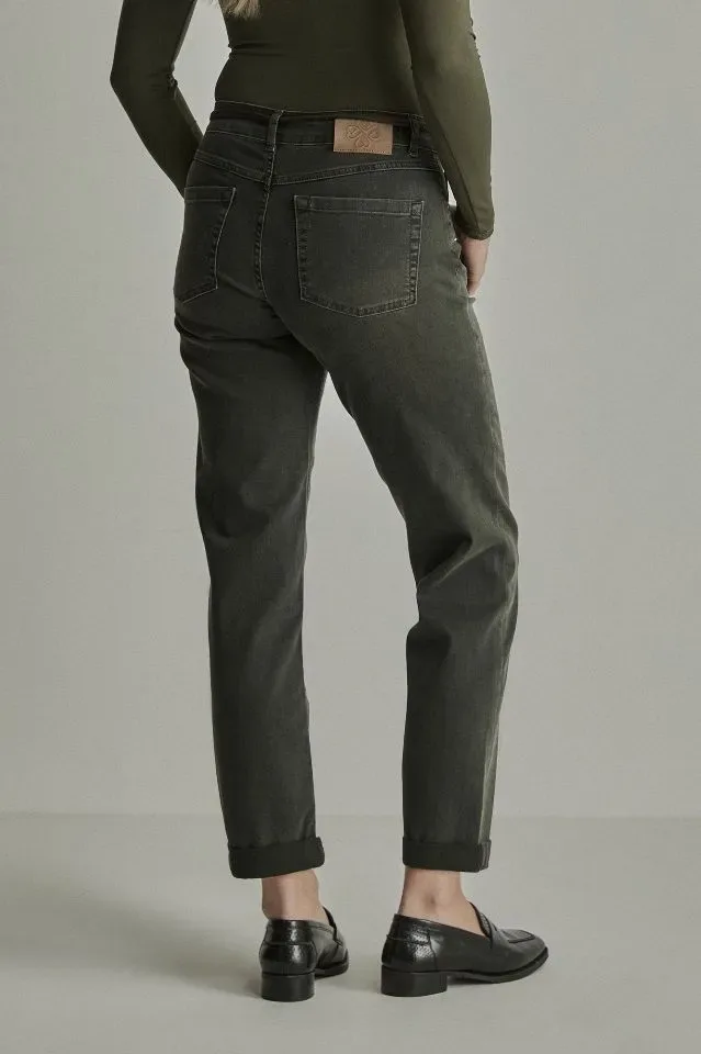 Para Mi Dames Jeans broek: Bobby, Green Smoke, Vintage denim, L30 ( PARA.432 )