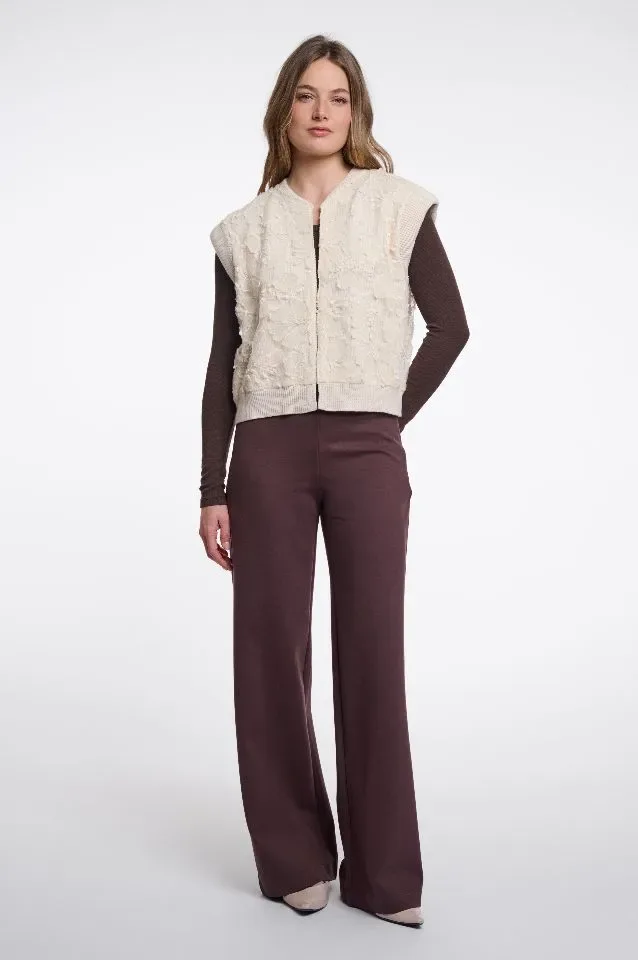 Rino & Pelle Bodywarmer: Ries, Birch ( ecru kleur ), met kant afgewerkt  ( RINO.97 )