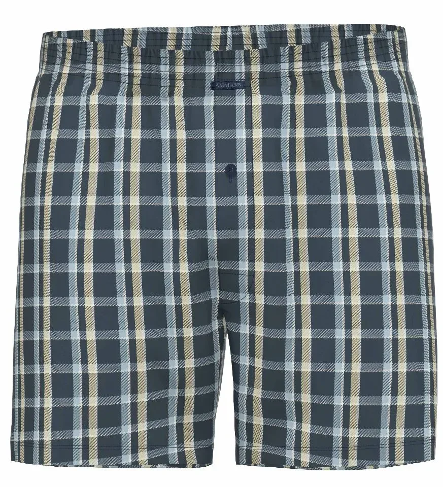 Ammann losse boxershort heren: Blauw carree motief ( AMM.697 )