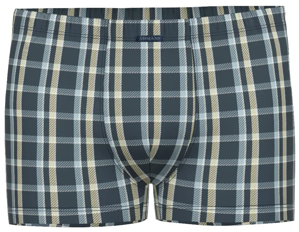 Ammann boxershort heren: Retro model, Blauw carree motief ( AMM.696 )