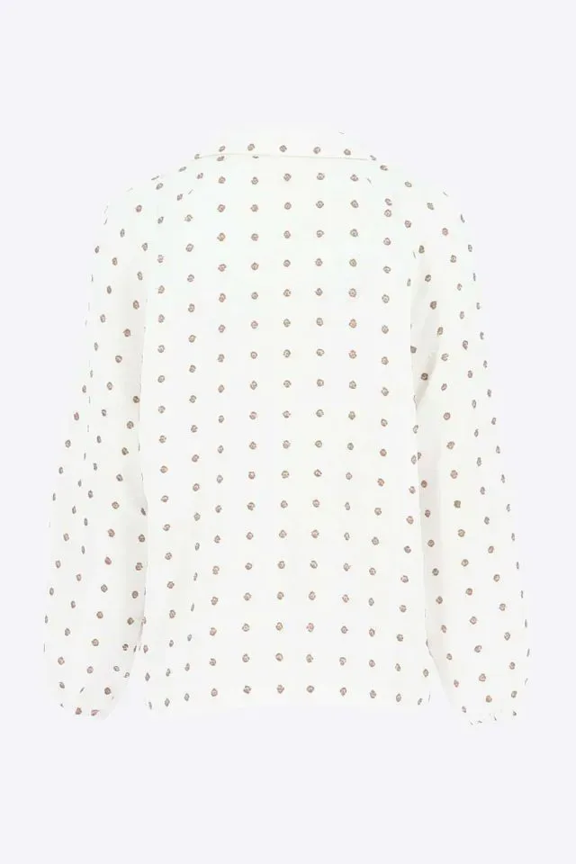 Signe Nature Bloes: Ecru met beige bolletjes ( Signe.1426 )