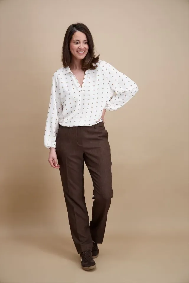 Signe Nature Bloes: Ecru met beige bolletjes ( Signe.1426 )