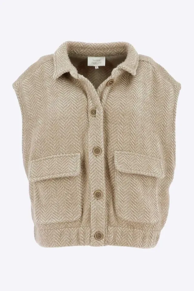 Signe Nature bodywarmer: Beige, warme fitting ( Signe.1424 )