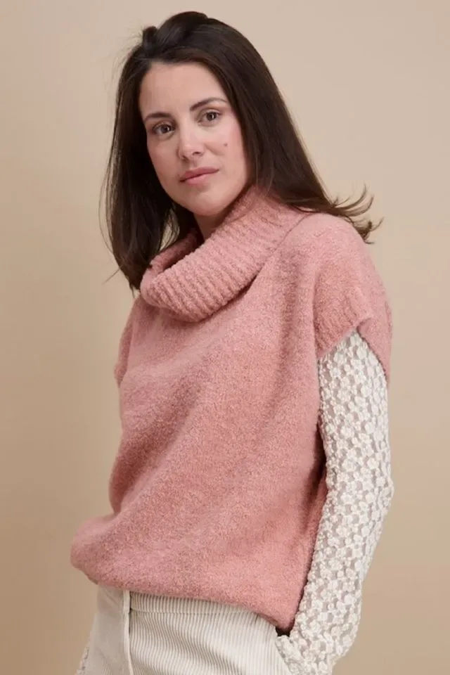 Signe Nature Dames Debardeur: oud roze, rolkraag ( Signe.1428 )