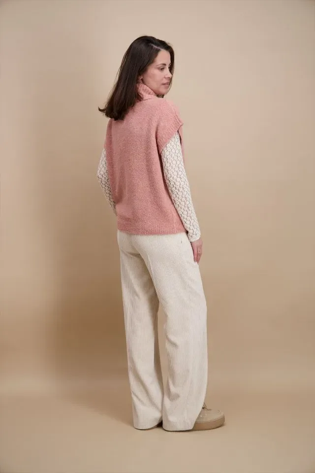 Signe Nature Dames Debardeur: oud roze, rolkraag ( Signe.1428 )