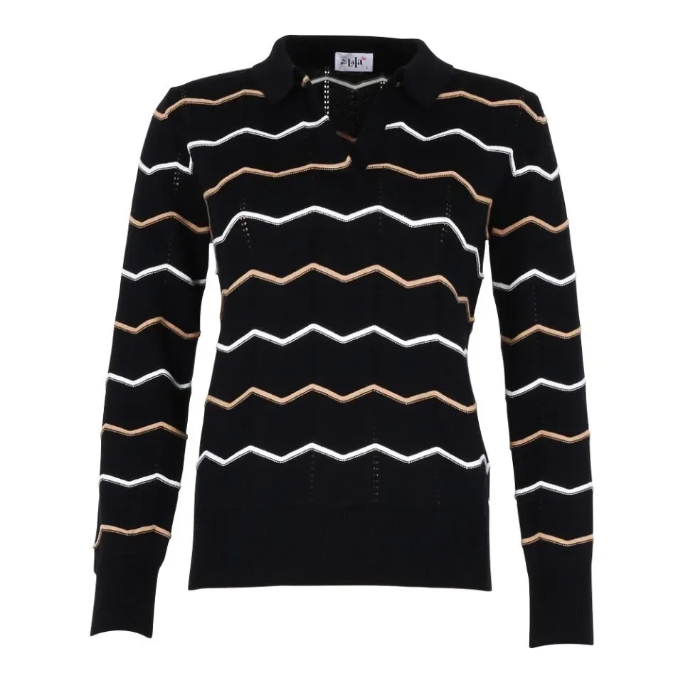She goes Lala Dames trui: Maxima, Zwart / Camel ( SHE.48 )